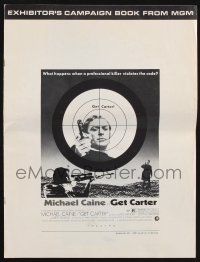 9c183 GET CARTER pressbook '71 cool image of Michael Caine with gun in assassin's scope!