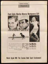 9c315 MISFITS pressbook '61 Gable, sexy Marilyn Monroe, Clift, Huston, contains Hirschfeld art!