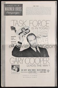 9c449 TASK FORCE pressbook '49 great image of Gary Cooper in uniform doffing his cap!