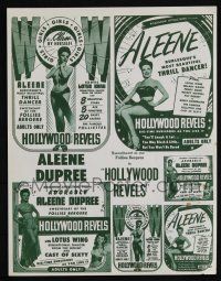 9c220 HOLLYWOOD REVELS press sheet '46 sexy Aleene, exotic Lotus Wing, burlesque documentary!
