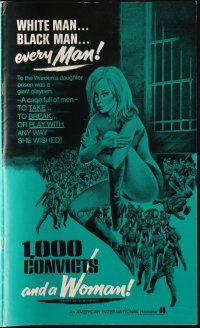9c002 1000 CONVICTS & A WOMAN pressbook '71 sexy blonde nympho Alexandra Hay would take any man!