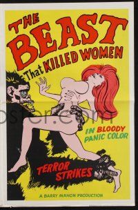 9c033 BEAST THAT KILLED WOMEN pressbook '65 Barry Mahon, wild artwork of beast attacking sexy girl