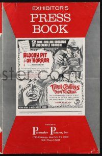 9c054 BLOODY PIT OF HORROR/TERROR-CREATURES FROM GRAVE pressbook '67 bone-chilling horror!