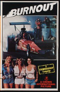 9c065 BURNOUT pressbook '79 fastest dragsters, wildest women & driver who had to have both!