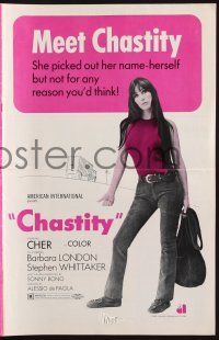 9c078 CHASTITY pressbook '69 AIP, written & produced by Sonny Bono, hitchhiking Cher!