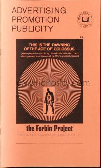 9c085 COLOSSUS: THE FORBIN PROJECT pressbook '70 the day man built himself out of existence!
