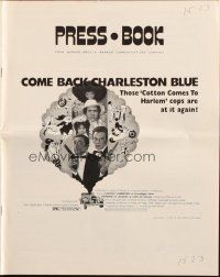 9c086 COME BACK CHARLESTON BLUE pressbook '72 Godfrey Cambridge, cool blaxploitation art!
