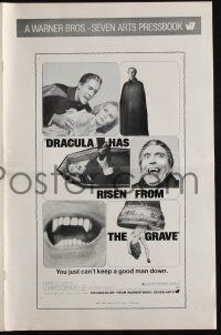 9c130 DRACULA HAS RISEN FROM THE GRAVE pressbook '69 Hammer, Christopher Lee as the vampire!