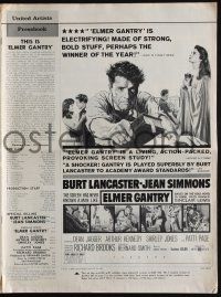 9c134 ELMER GANTRY pressbook '60 Jean Simmons, Shirley Jones & Page damn Burt Lancaster's soul!