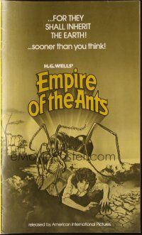 9c136 EMPIRE OF THE ANTS pressbook '77 H.G. Wells, great Drew Struzan art of monster attacking!