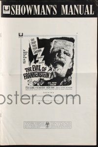 9c146 EVIL OF FRANKENSTEIN pressbook '64 Peter Cushing, Hammer, he's back and no one can stop him!