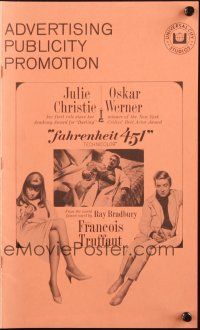 9c148 FAHRENHEIT 451 pressbook '67 Francois Truffaut, Julie Christie, Oskar Werner, Ray Bradbury!