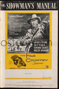 9c153 FAR COUNTRY pressbook '55 cool art of James Stewart with rifle, directed by Anthony Mann!