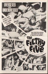 9c162 FILTHY FIVE pressbook '68 William Mishkin, oversexed, underdressed, they loved like animals!