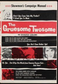9c201 GRUESOME TWOSOME pressbook '67 Herschell G. Lewis, the screen seeps with carnage!