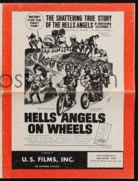 9c212 HELLS ANGELS ON WHEELS pressbook '67 the shattering true story of Hells Angels of California!