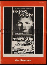 9c216 HIGH SCHOOL BIG SHOT/T-BIRD GANG pressbook '59 bad teens, hot rod racing, great images!