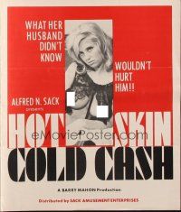 9c225 HOT SKIN & COLD CASH pressbook '65 Barry Mahon, she's always available if the price is right!