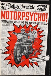 9c324 MOTORPSYCHO pressbook '65 Russ Meyer motorcycle classic, assaulting & killing for thrills!