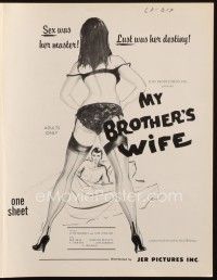 9c331 MY BROTHER'S WIFE pressbook '66 Doris Wishman, lust was her destiny, sexy art by Beauregard!