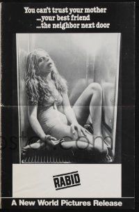 9c372 RABID pressbook '77 Marilyn Chambers, image of dead girl in refrigerator, David Cronenberg