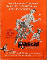 9c376 RASCAL pressbook '69 Walt Disney, Bill Mumy on bike with raccoon & dog!