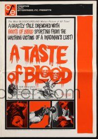 9c450 TASTE OF BLOOD pressbook '67 Herschell G. Lewis, a ghastly tale drenched with gouts of blood!