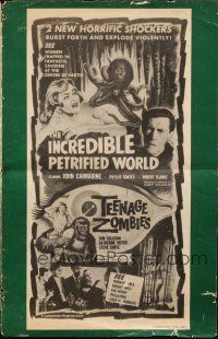 9c452 TEENAGE ZOMBIES/INCREDIBLE PETRIFIED WORLD pressbook '59 two horrific shockers!