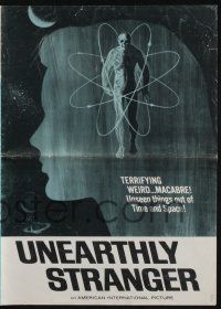 9c478 UNEARTHLY STRANGER pressbook '64 cool art of weird macabre unseen thing out of time & space!