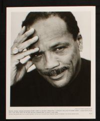 9c936 LISTEN UP: THE LIVES OF QUINCY JONES presskit w/ 4 stills '90 documentary of jazz legend!