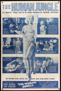 9d031 HUMAN JUNGLE 40x60 '54 sexy Jan Sterling, it rips the city's sin-world wide open!