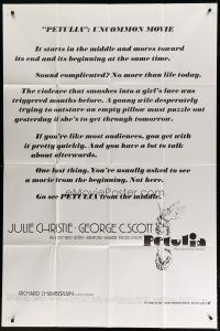 9d035 PETULIA 40x60 '68 Richard Lester directed, Julie Christie, George C. Scott!