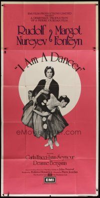 9d008 I AM A DANCER English 3sh '72 Rudolf Nureyev, Margot Fonteyn, cool image of dancing couple!