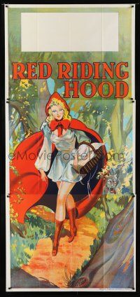 9d012 RED RIDING HOOD stage play English 3sh '30s stone litho of sexy Red w/wolf trailing behind!