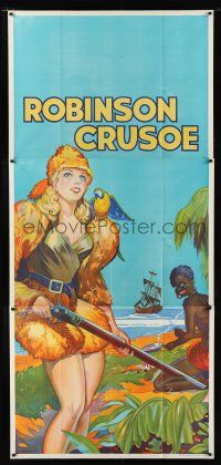9d014 ROBINSON CRUSOE stage play English 3sh '30s full-length w/Friday & bird by ship at sea!