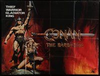 9d056 CONAN THE BARBARIAN subway poster '82 Casaro art of Arnold Schwarzenegger & sexy Bergman!