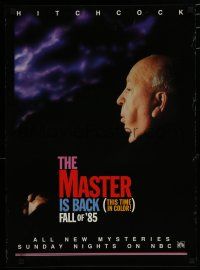 9e267 ALFRED HITCHCOCK tv poster '85 cool profile portrait of the director!