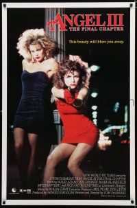 9e747 ANGEL III video poster '88 Tom DeSimone directed, scantily clad & big-haired women w/guns!