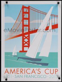 9e458 AMERICA'S CUP 1851 SAN FRANCISCO 2013 special 18x24 '13 art of Golden Gate & sailboats!