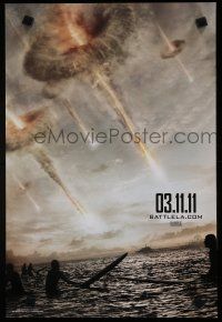 9e979 BATTLE LOS ANGELES mini poster '11 Aaron Eckhart, cool image of surfers & alien arrival!