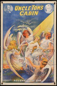 9e158 UNCLE TOM'S CABIN stage poster '20s stone litho of the Ascension of Eva into Heaven!