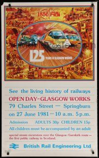 9e073 BRITISH RAIL ENGINEERING GLASGOW WORKS English travel poster '81 125 years of trains!