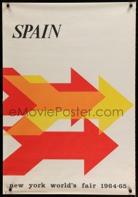 9e091 SPAIN NEW YORK WORLD'S FAIR 1964-65 Spanish travel poster '63 great artwork of arrows!