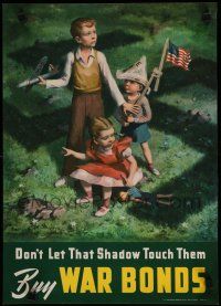 9e002 DON'T LET THAT SHADOW TOUCH THEM 14x20 WWII war poster '42 art of swastika shadow & kids!