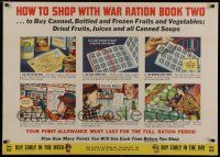 9e009 HOW TO SHOP WITH WAR RATION BOOK TWO 29x40 WWII war poster '43 shopping tips for rationing!