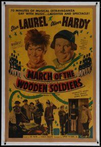 9f022 BABES IN TOYLAND linen 1sh R50 Stan Laurel & Oliver Hardy in March of the Wooden Soldiers!