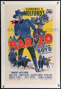9f026 BAR 20 linen 1sh R40s Robert Mitchum billed under William Boyd as Hopalong Cassidy!