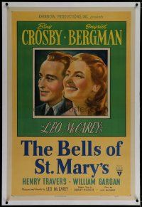 9f033 BELLS OF ST. MARY'S linen 1sh '46 art of smiling pretty Ingrid Bergman & Bing Crosby!