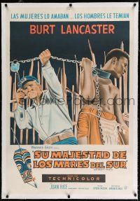9g245 HIS MAJESTY O'KEEFE linen Argentinean'54 different art of Burt Lancaster & slave Archie Savage