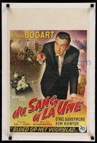 9g322 DEADLINE-U.S.A. linen Belgian '52 newspaper editor Humphrey Bogart, great different art!